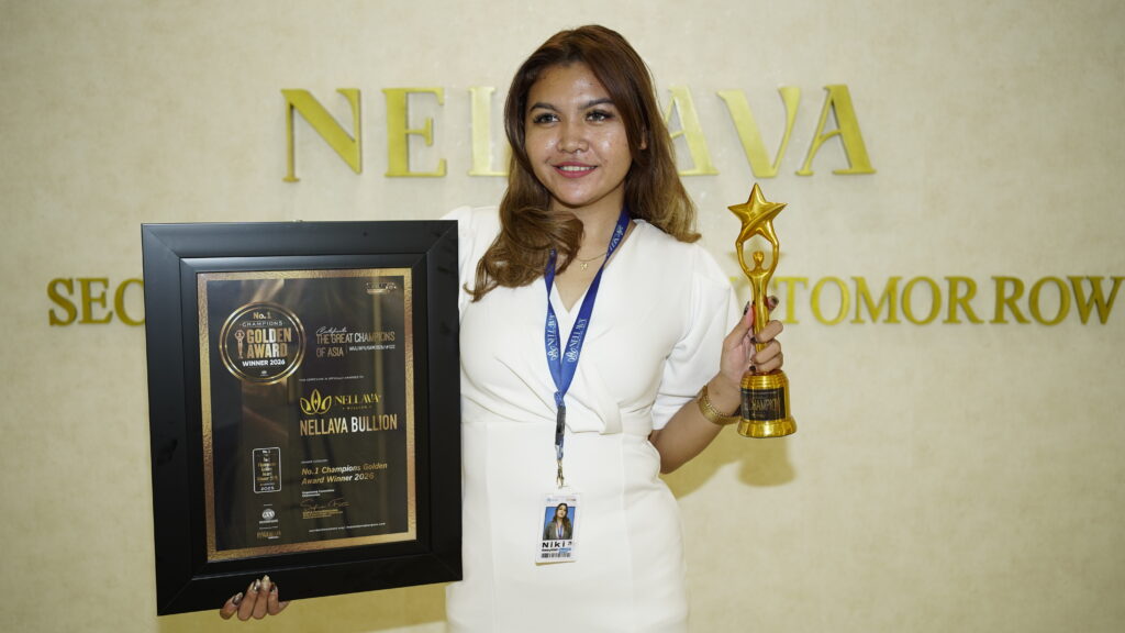 NELLAVA BULLION menerima No. 1 Champions Golden Award Winner 2026 sebagai bentuk pengakuan atas kualitas dan kredibilitas brand di Asia.